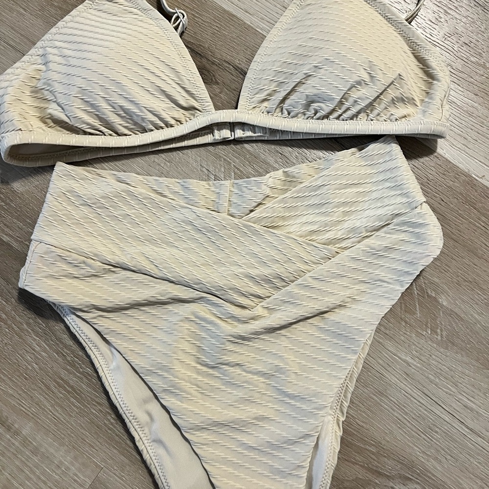 Aerie Beige Textured Bikini Set